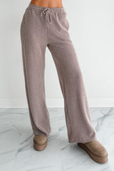 Cozy Feeling Ribbed Wide Leg Pants (Mocha)