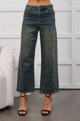 Cesar High Rise Mica Denim Wide Jeans (Tint Navy)