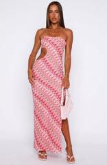 Flirt Mode Strapless Maxi Dress Sunrise Waves