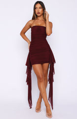Valentine Muse Strapless Mini Dress Deep Burgundy